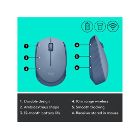 Безжична мишка Logitech M171, Blue/Grey