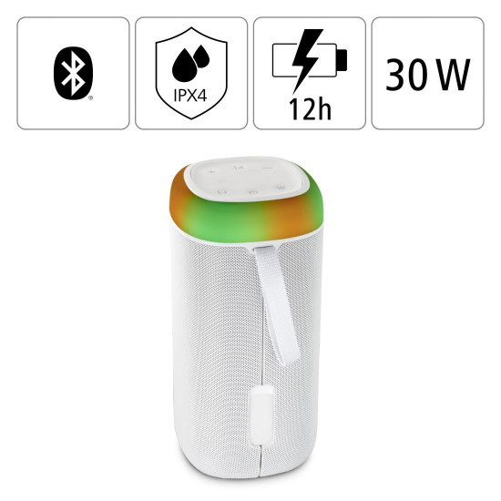 Преносима тонколона HAMA Shine 2.0, 30W, LED, Водоустойчива, White
