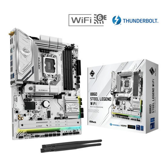 Дънна платка ASRock B860 STEEL LEGEND WIFI, ATX, LGA1851, DDR5, PCIe 5.0, Wi-Fi6E
