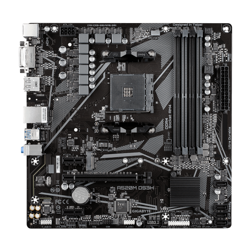Дънна платка GIGABYTE A520M-DS3H V2, Socket AM4, mATX, 4x DDR4, PCIe 3.0