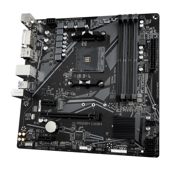 Дънна платка GIGABYTE A520M-DS3H V2, Socket AM4, mATX, 4x DDR4, PCIe 3.0