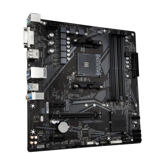 Дънна платка GIGABYTE A520M-DS3H V2, Socket AM4, mATX, 4x DDR4, PCIe 3.0