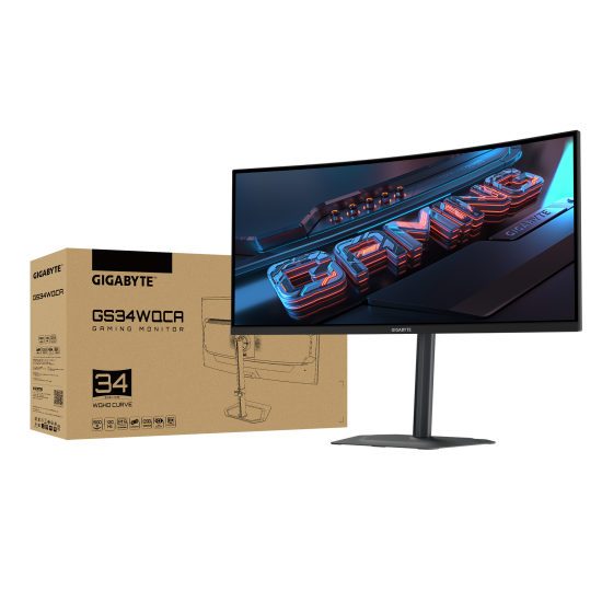Монитор GIGABYTE GS34WQCA, 34 инча VA, WQHD (3440 x 1440), 1500R Curved, 120Hz, 1 ms
