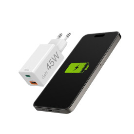 Зарядно HAMA 201993, 45 W, 1x USB-C - 1x USB-A, PD, бяло