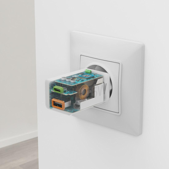 Зарядно HAMA 201993, 45 W, 1x USB-C - 1x USB-A, PD, бяло