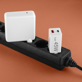 Зарядно HAMA 201993, 45 W, 1x USB-C - 1x USB-A, PD, бяло