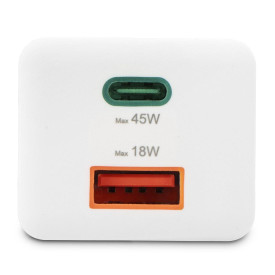 Зарядно HAMA 201993, 45 W, 1x USB-C - 1x USB-A, PD, бяло