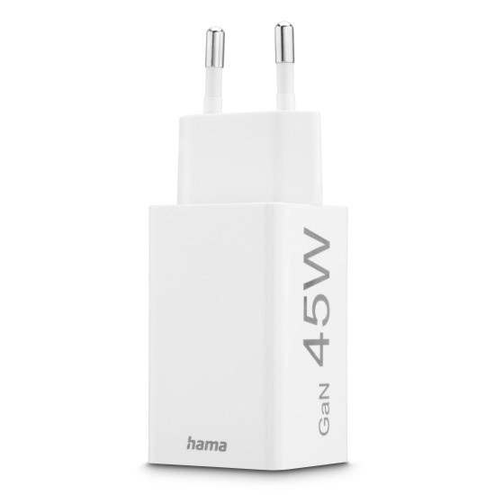 Зарядно HAMA 201993, 45 W, 1x USB-C - 1x USB-A, PD, бяло