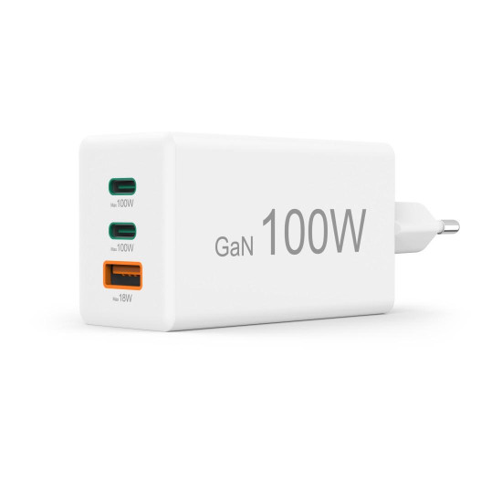 Зарядно HAMA 201997, 100W GaN, 2xUSB-C PD, 1xUSB-A QC