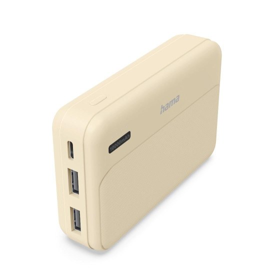 Външна батерия HAMA Pocket 10, 10000 mAh, 2x USB-A, бежов