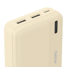 Външна батерия HAMA Pocket 10, 10000 mAh, 2x USB-A, бежов