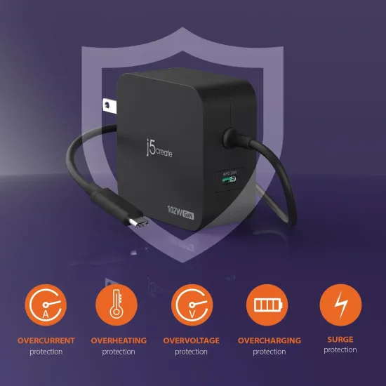 Зарядно за лаптоп j5create JUP25102V USB-C, 2-Ports, 20V, 5A, 100W