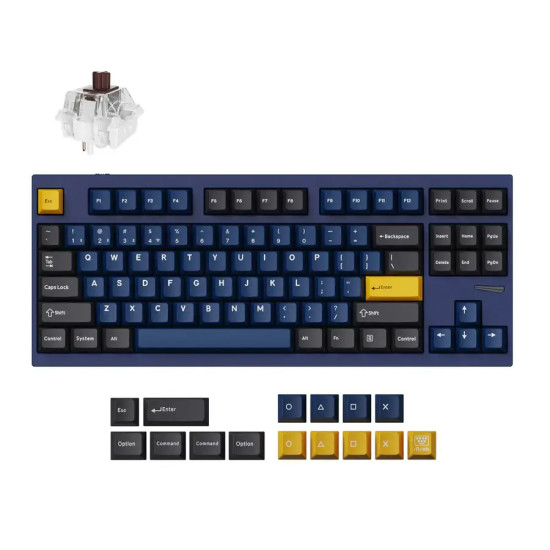 Безжична клавиатура Lemokey L4 QMK TKL, Navy Blue, Keychron Super Brown суичове, Bluetooth, RGB