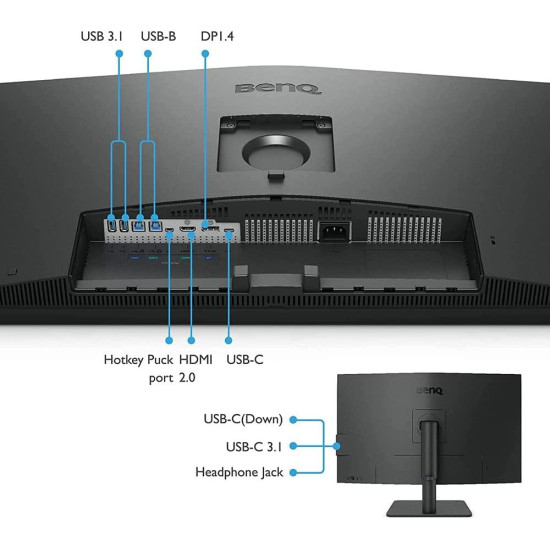 Монитор BenQ PD3205U, 32 инча, IPS, UHD 3840 x 2160, 60Hz, 5ms, HDMI/DP
