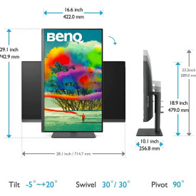 Монитор BenQ PD3205U, 32 инча, IPS, UHD 3840 x 2160, 60Hz, 5ms, HDMI/DP