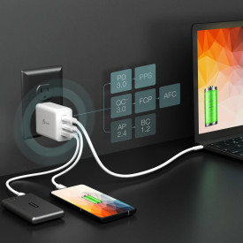 Зарядно j5create JUP3365E 65W, 3 порта, USB-C, USB-A