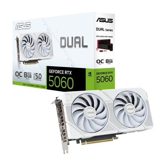 Видеокарта ASUS Dual GeForce RTX 5060 White OC Edition 8GB GDDR7, 128-bit, 1xHDMI, 3xDP