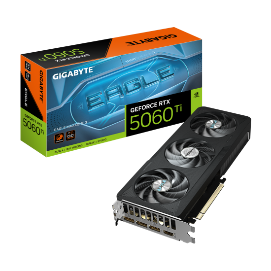 Видеокарта GIGABYTE RTX 5060 TI EAGLE MAX OC, 16GB, 128-bit, GDDR7, DLSS 4.0, 650W, 1 x HDMI 2.1, 3 x DisplayPort 2.1