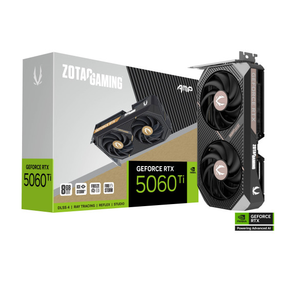 Видеокарта ZOTAC GAMING RTX 5060 TI AMP 8GB GDDR7, 128-bit, PCIe 5.0, 1xHDMI, 3xDP