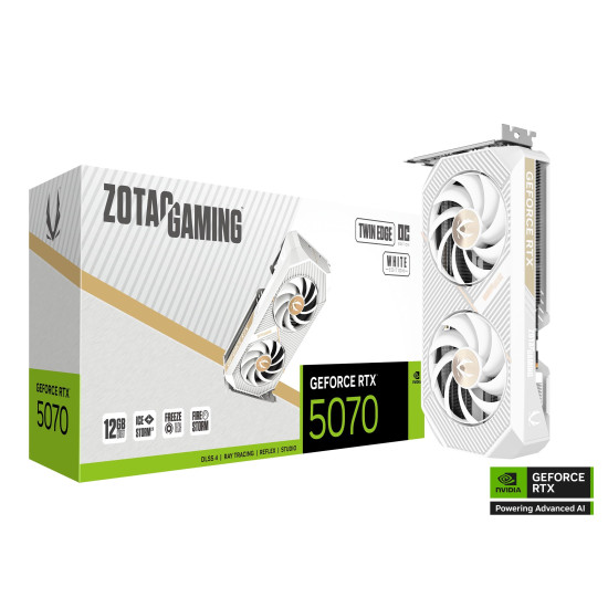 Видеокарта ZOTAC Gaming GeForce RTX 5070 Twin Edge OC White Edition, 12GB GDDR7, 192-bit, 1xHDMI, 3xDP