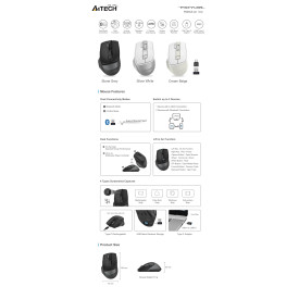 Безжична мишка A4Tech FB45CS Air 2, Stone Grey