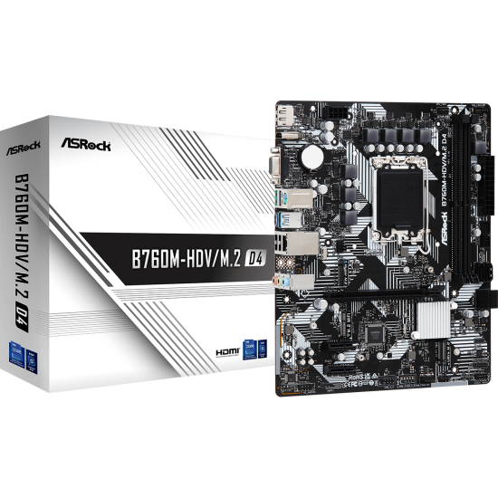 Дънна платка ASRock B760M-HDV M.2, LGA1700, ATX
