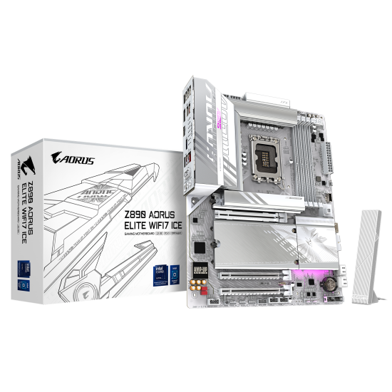 Дънна платка GIGABYTE Z890 AORUS ELITE WIFI ICE, ATX, LGA1851, DDR5, PCIe 5.0