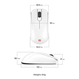 Безжична мишка ZOWIE S2-DW 4K, White