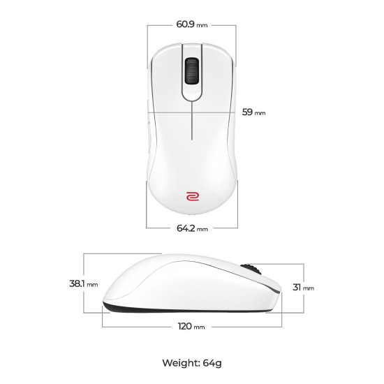 Безжична мишка ZOWIE S2-DW 4K, White