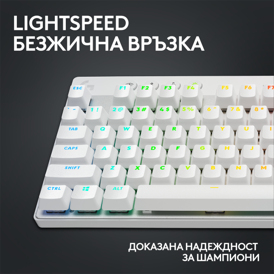 Безжична клавиатура Logitech G Pro X TKL, Tactile Switch, White