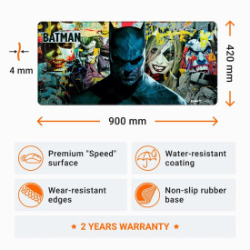 Подложка за мишка DC Batman Torn Collage - Batman and Villains XL, 900x420x4 mm (FWBMPBMTORNCD26XL)