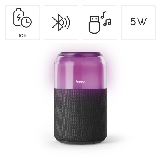 Преносима тонколона HAMA Can Speaker, Bluetooth, 5W, LED, Black (HAMA-188243)