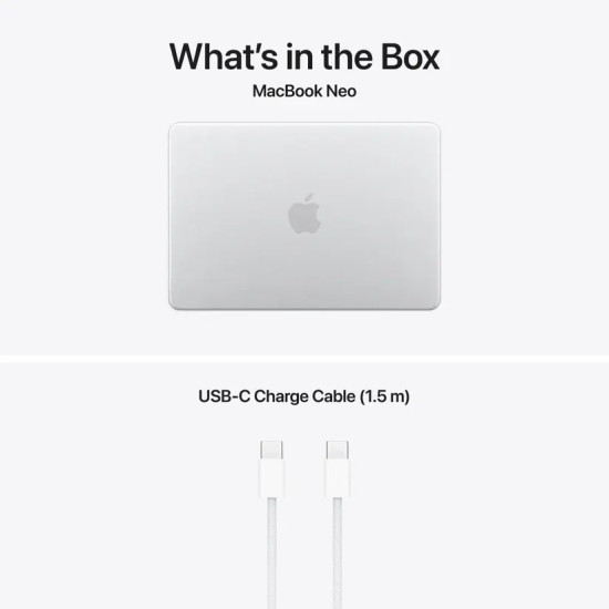 Лаптоп Apple MacBook Neo 13 2026, Apple A18 Pro, 13 инча, 2408 x 1506, 8GB LPDDR5X RAM, 256GB SSD, Silver