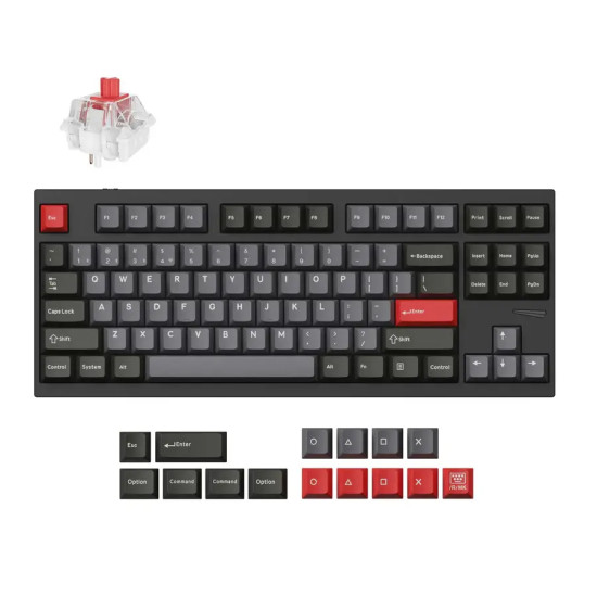 Безжична клавиатура Lemokey L4 QMK TKL, Navy Blue, Keychron Super Red суичове, Bluetooth, RGB