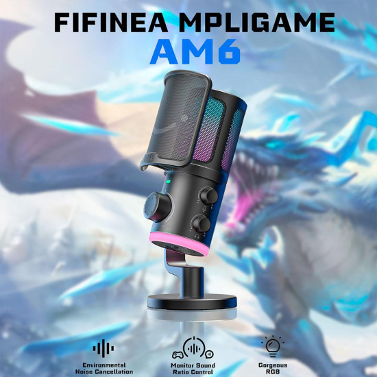 Микрофон FIFINE AM6, RGB, Black